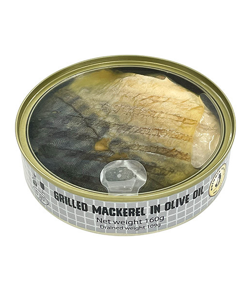 Brivais Vilnis Grilled Mackerel Fillet in olive oil  Transparent lid 1x160g (40)