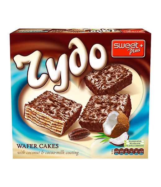 SweetPlus Rydo Cocoa Coated Wafer Cakes with Coconut 12x180g