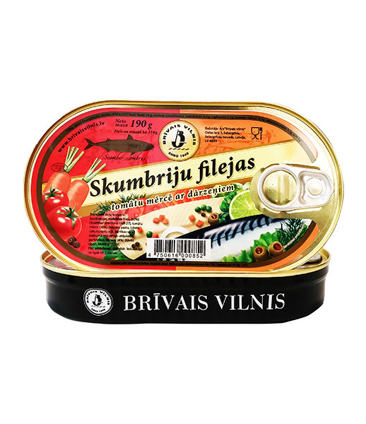 Brivais Vilnis Fillets Mackerel in Tomato Sauce with Vegetables (EO) (70) 1x190g