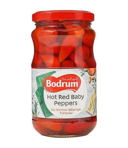 5Bodrum 370cc Red Baby Pepper Pickled Hot (Kirmizi Biberiye) 6x330g