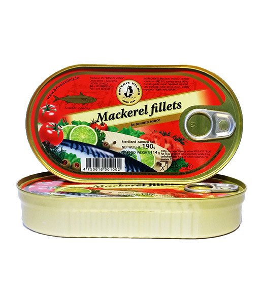 Brivais Vilnis Fillets Mackerel in Tomato Sauce (EO) (70) 1x190g