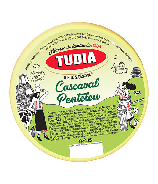 Tudia Penteleu Yellow Cheese (Cascaval Penteleu) (25Pcs/Box) 10x400g