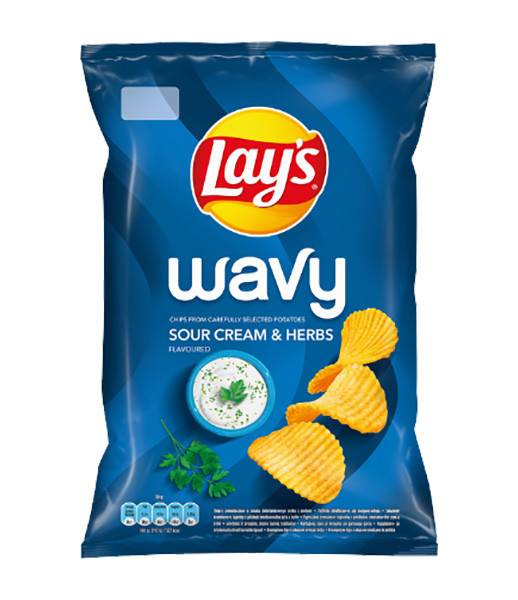 Crisps Lays Wavy Sour Cream and Herbs 24x130g