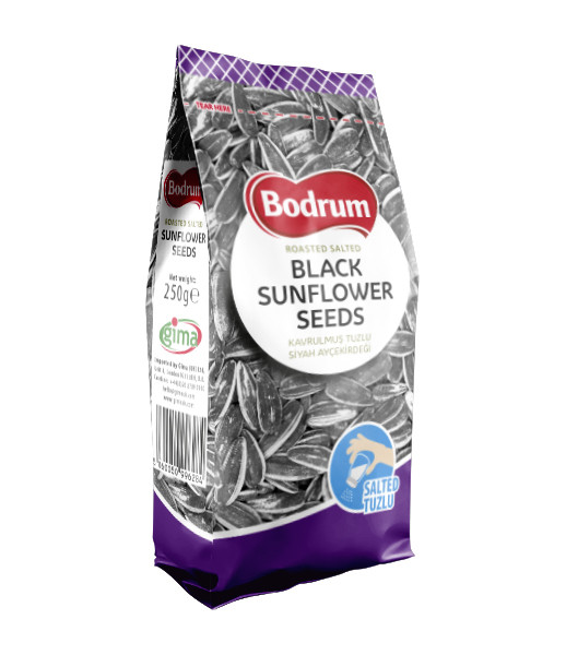 Bodrum Sunflower Seeds Black Salted Folio Pack 12x250g