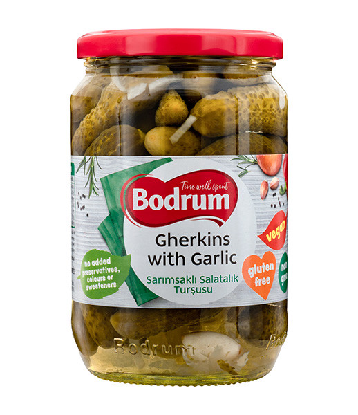 5Bodrum 720cc Gherkins with Garlic (3/6) 6x680g