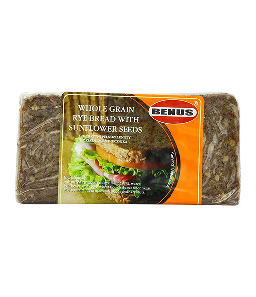 Benus Wholegrain Rye Bread with Sunflower (34) 12x500g