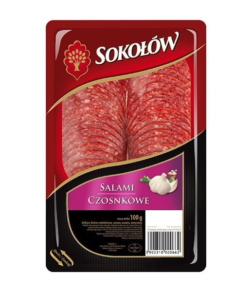 Sokolow Sliced Salami Garlic (12pcs/Box) 1x100g