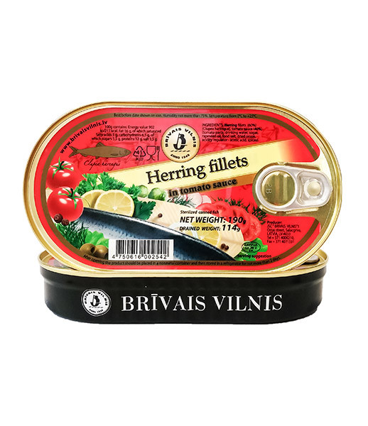 Brivais Vilnis Fillets Herring in Tomato Sauce (EO) (70) 1x190g