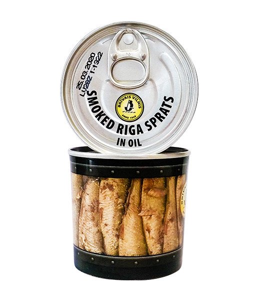 Brivais Vilnis Smoked Riga Sprats in Oil (Poluprop. Can) (24pcs/box) 1x240g