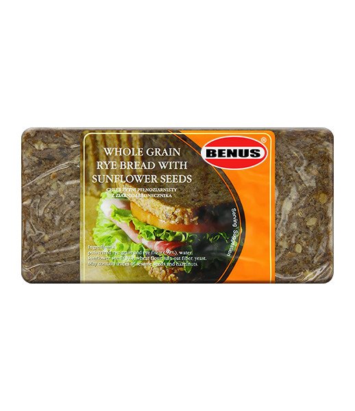 Benus Wholegrain Rye Bread with Sunflower (34) 12x500g