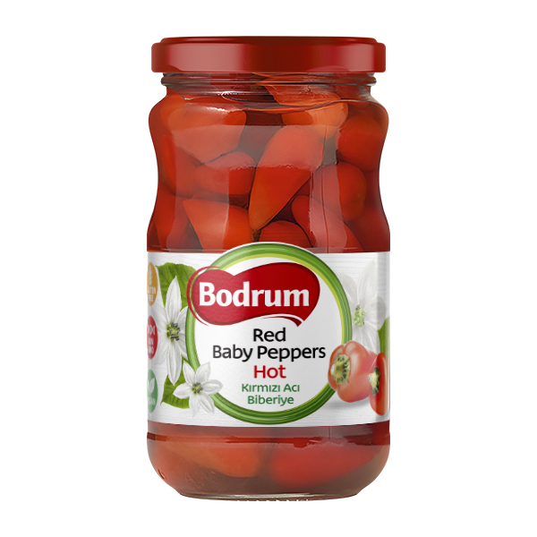 5Bodrum 370cc Red Baby Pepper Pickled Hot (Kirmizi Biberiye) 6x330g