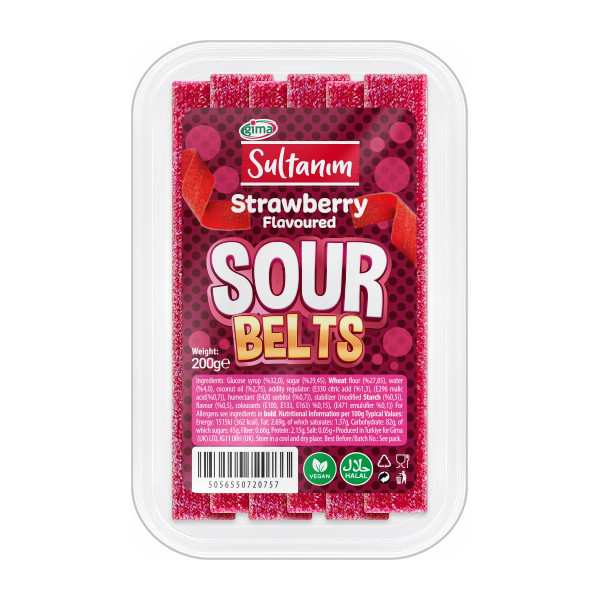 Sultanim Sour Belt Strawberry Flat Box 12x200g