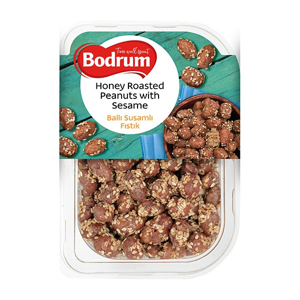 Bodrum Peanuts with Honey Roasted (Balli Susamli Fistik) (Tray) 6x150g