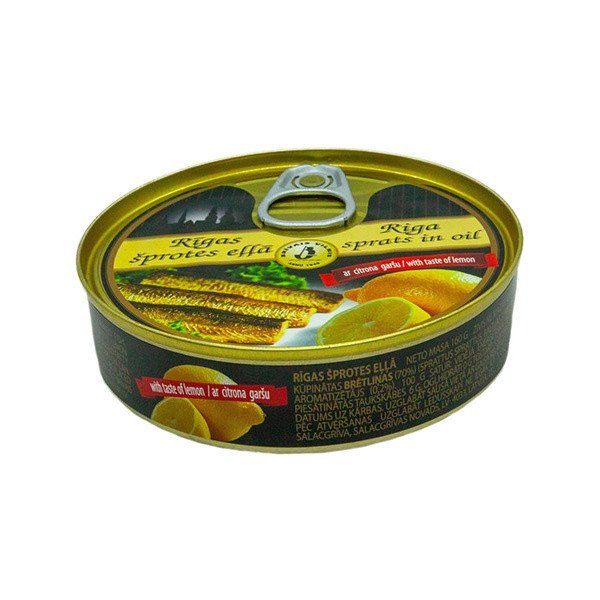 Brivais Vilnis Smoked Riga Sprats in oil with taste of Lemon (EO) (36) 1x160g