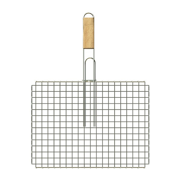 Barbecue Small Grill with Wooden Handle 26x37cm