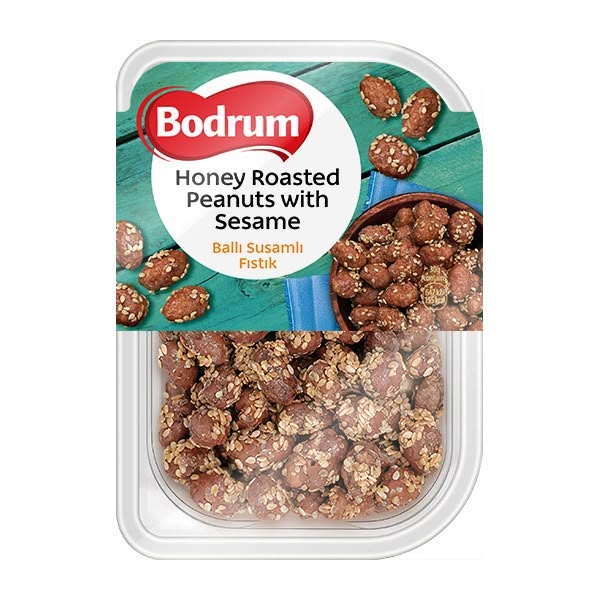 Bodrum Honey Roasted Peanuts with Sesame (Tray) 6x150g