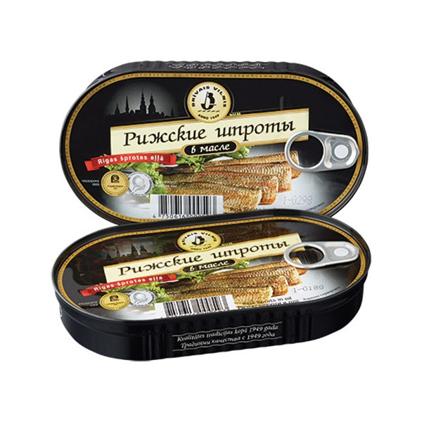 Brivais Vilnis Smoked Riga Sprats in Oil (EO) (70pcs/box) 1x190g