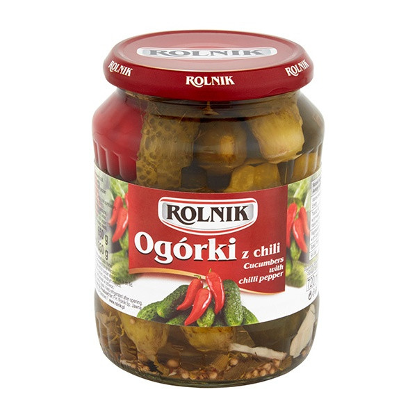 Rolnik Cucumbers with Chilli Peppers 6x650g