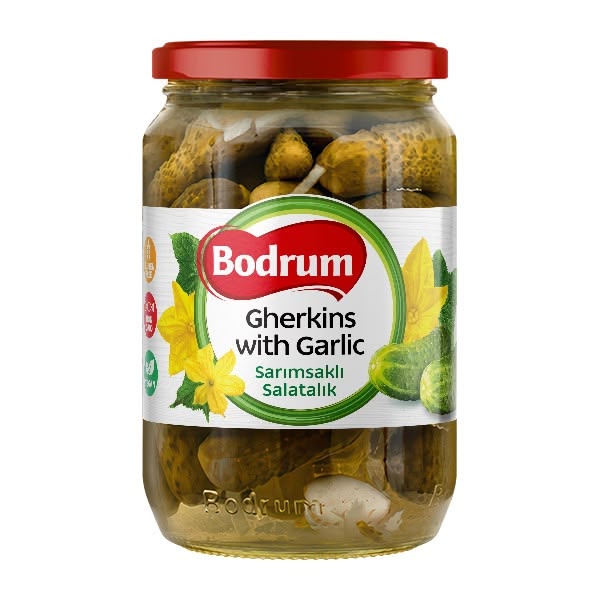 Bodrum 720cc Gherkins with Garlic 6x680g