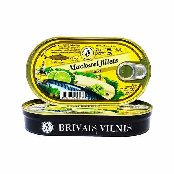 Brivais Vilnis Fillets Mackerel in Oil (EO) (70) 1x190g
