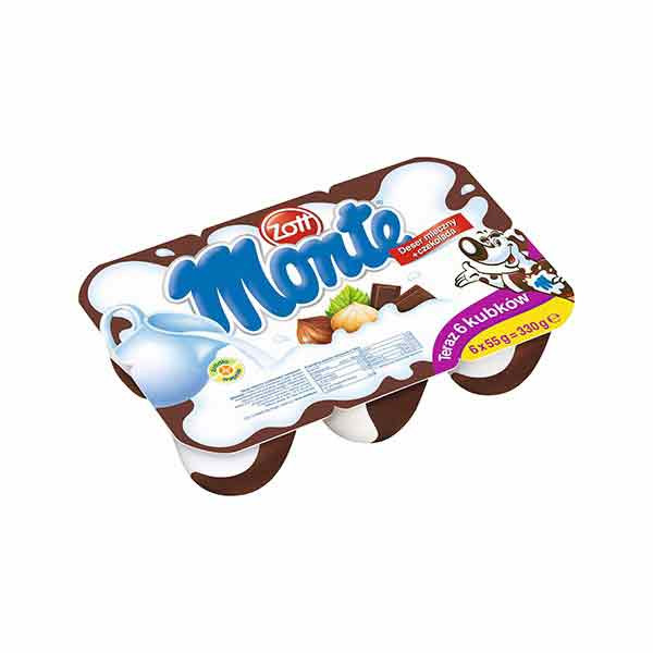 Zott Monte Chocolate & Hazelnut Pudding 8x6x55g