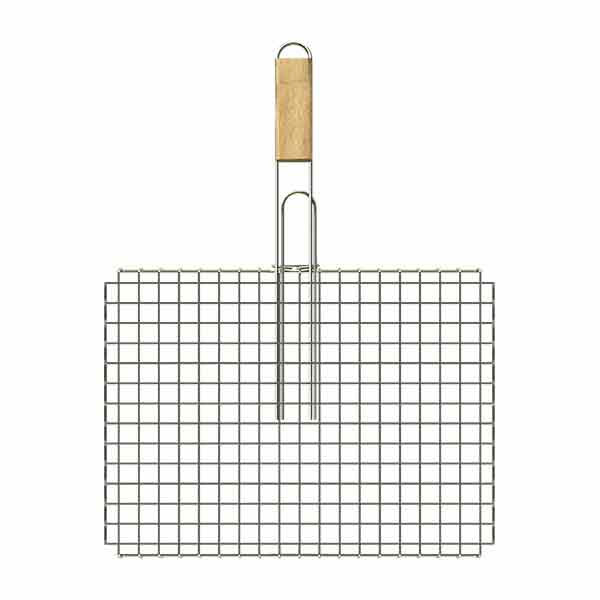 Barbecue Medium Grill with Wooden Handle (10pcs/box) 26cmx43cm